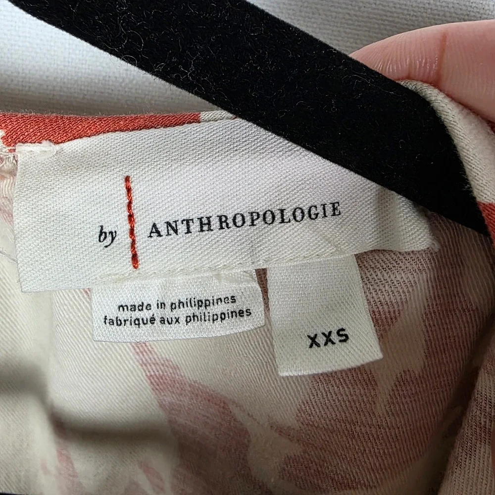 Anthropologie Rust Floral Wide Leg Jumpsuit XXS V-Neck Smocked Waist OB1673099 - Picture 4 of 9